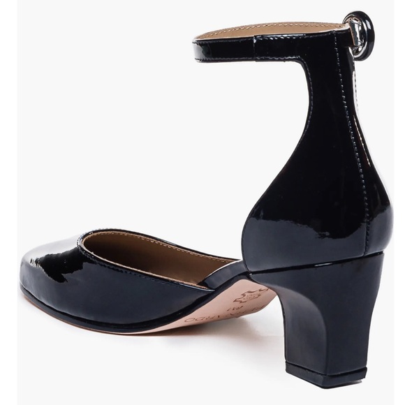 Bernardo Footwear Ankle Strap Sz 7.5 Black Patent Leather Remy Block Heel Pump - Picture 2 of 8